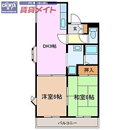 サニー藤水 2DKの間取図画像