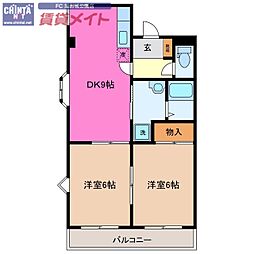 サニー藤水 2DKの間取図画像
