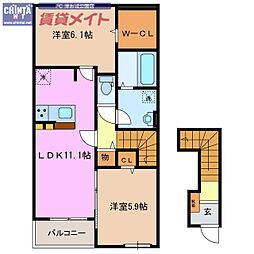 レイアプルメリア 2LDKの間取図画像