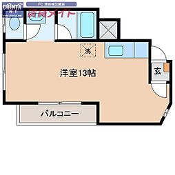アーリーバード2 1Kの間取図画像