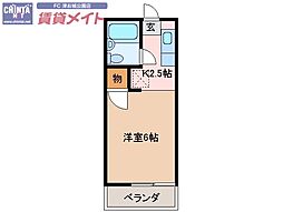 シティートラドよろず 1Kの間取図画像
