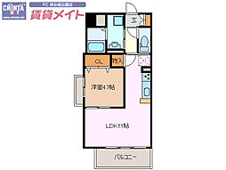 エムズフィオレ 1LDKの間取図画像