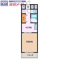 サンロイヤル大門 1Kの間取図画像