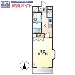 リヴァージュA 1Kの間取図画像
