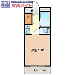 メゾントップス ワンルームの間取図画像
