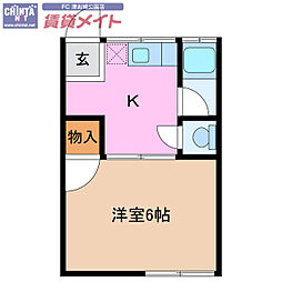 メゾン中村 1Kの間取図画像