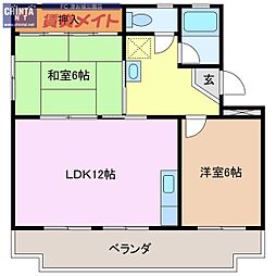 修成ハイデンス 2LDKの間取図画像