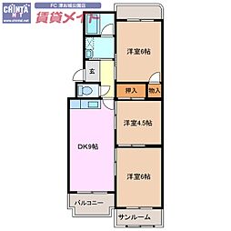 臼井マンション 3DKの間取図画像