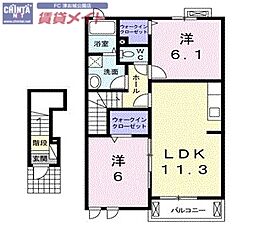 シード・ナーザリー 2LDKの間取図画像