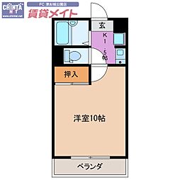 パレスショーワ 1Kの間取図画像