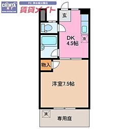 コーポ牛場 1DKの間取図画像