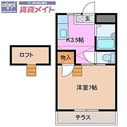 ドリーム2 1Kの間取図画像