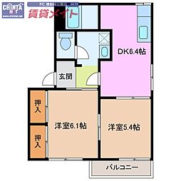 サンライズ21B 2DKの間取図画像