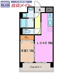 シンフォニー半田 1LDKの間取図画像