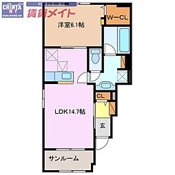 セントラルビスタ1 1LDKの間取図画像