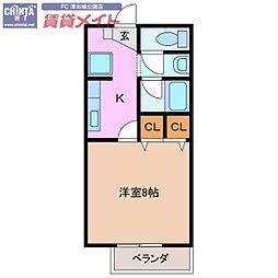 オーキットハイム 1Kの間取図画像
