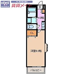 インターメゾン河芸 1Kの間取図画像