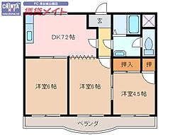 ガーデンヒルズ1号館 3DKの間取図画像
