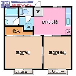 サンコーポコシバ 2DKの間取図画像