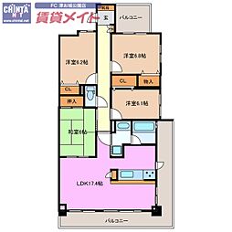 アトレ津ヒルズ 4LDKの間取図画像