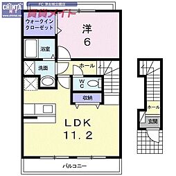 ウエストハイツJ&K 1LDKの間取図画像
