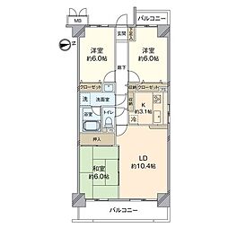 藤和ハイタウン企救丘駅前2 3LDKの間取図画像