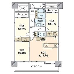 サンライフ企救丘駅前 3LDKの間取図画像