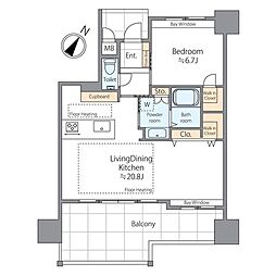 アースコートディアマーレ門司駅前 1LDKの間取図画像