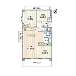 メゾンモンブラン鷹の巣2 3LDKの間取図画像