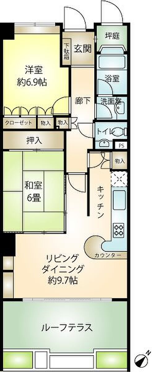 ヴィンテージ熱海・桃山(2LDK) 3階の間取り