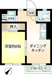 白鳥マンション 1Kの間取図画像