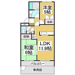 ビアン・シャトレーン 1階2LDKの間取り