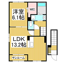 ルミナス・スターズ 2階1LDKの間取り