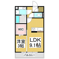 （仮）塩尻駅西口マンション 2階1LDKの間取り