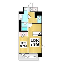 コンフォーティア広丘吉田III　A棟 3階1LDKの間取り