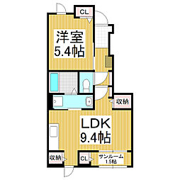 セレノアント 1階1LDKの間取り