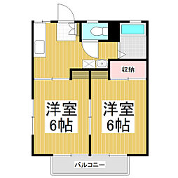 コーポ白山 1階2Kの間取り