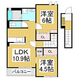 メゾン・カルム 2LDKの間取図画像