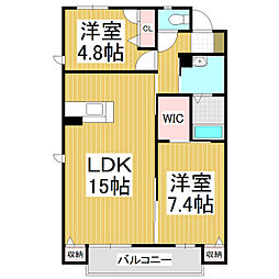 サウスウインド 2LDKの間取図画像