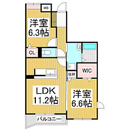 アルフレンテ 2LDKの間取図画像