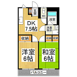 メゾンサンシティー 2DKの間取図画像