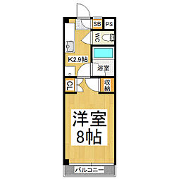 レジデンスオオタ 1Kの間取図画像