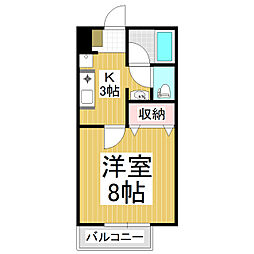 プルミエハイツB 1Kの間取図画像