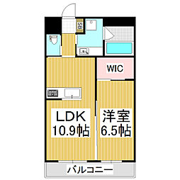 マンションブロッサム 1LDKの間取図画像
