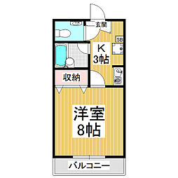 メゾンブランシュ山下 1Kの間取図画像