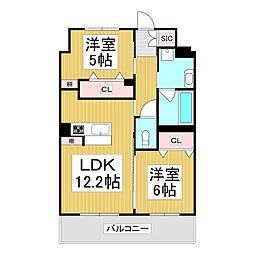 (仮)コンフォーティア広丘吉田III 2LDKの間取図画像