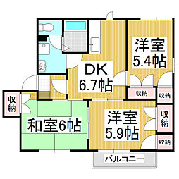 フレグランス・ウェルB 3DKの間取図画像