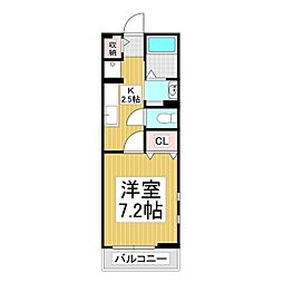 フラワーヒルズ3 1Kの間取図画像