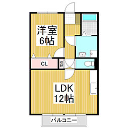 サープラスちくまの 1LDKの間取図画像