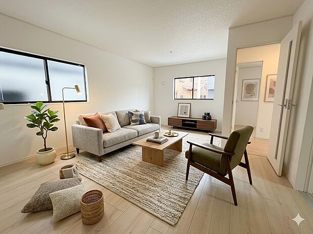 インテリアショップで見掛けた「あの家具」も置ける、ゆったりとした空間。時に広さが上質な寛ぎの時間になる事も。(家具はCGです)